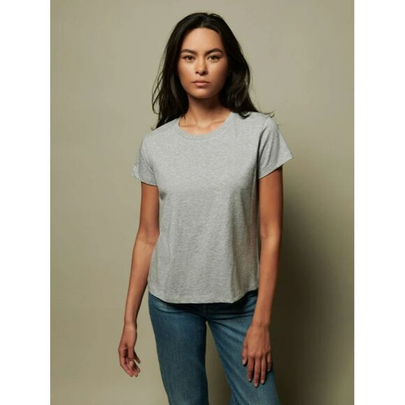 NEW Nation Goldie Boxy Crew Neck Tee Shirt Heathered Gray Organic Pima Cotton - Picture 9 of 10